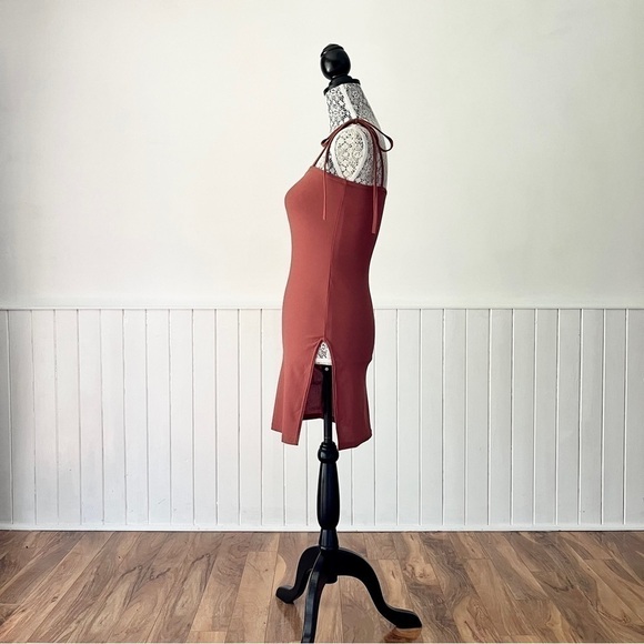 Boohoo Night Skinny Tie Straps Mini Bodycon Dress Size 4 - Picture 5 of 14